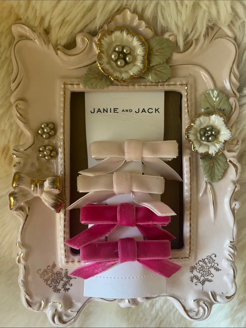 Janie and Jack velvet bow clips